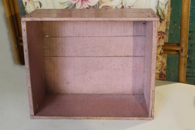 photo of shabby pink paint vintage wood box for storage or displays, rustic country farmhouse decor #3