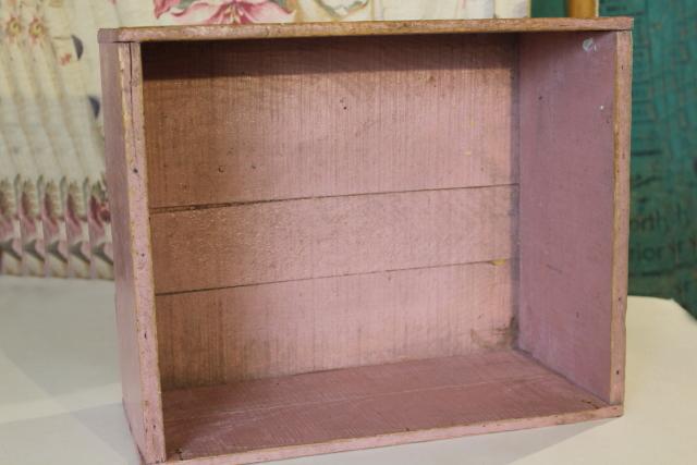 photo of shabby pink paint vintage wood box for storage or displays, rustic country farmhouse decor #7