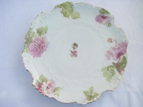 photo of shabby pink roses, lot old antique vintage china plates assorted rose patterns #6