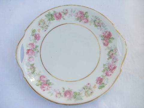 photo of shabby pink roses, lot old antique vintage china plates assorted rose patterns #8