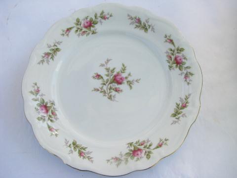 photo of shabby pink roses, lot old antique vintage china plates assorted rose patterns #9