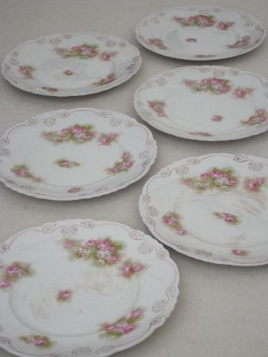 photo of shabby roses antique china cake plates, vintage tea sandwich / dessert plates #1