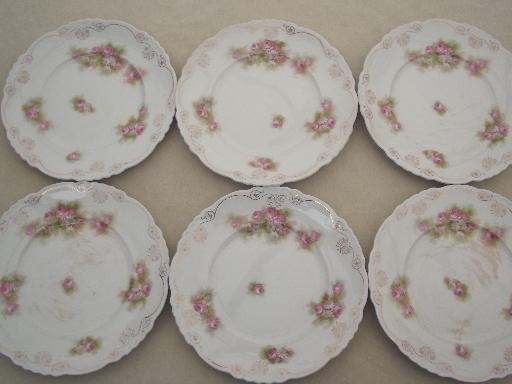 photo of shabby roses antique china cake plates, vintage tea sandwich / dessert plates #2