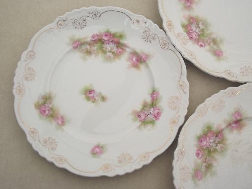 photo of shabby roses antique china cake plates, vintage tea sandwich / dessert plates #4