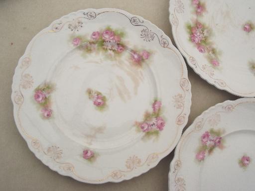 photo of shabby roses antique china cake plates, vintage tea sandwich / dessert plates #5