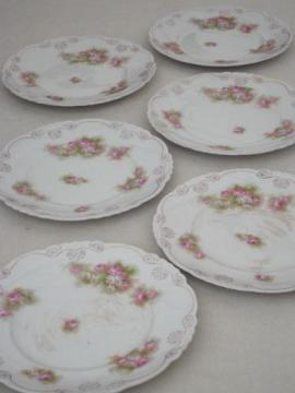 catalog photo of shabby roses antique china cake plates, vintage tea sandwich / dessert plates