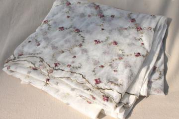 catalog photo of shabby roses embroidered net lace tablecloth cover scarf, banquet table size