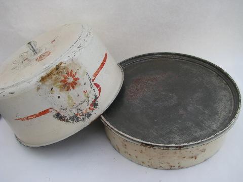 photo of shabby vintage 1950s metal cake & pie box for kitchen storage #2