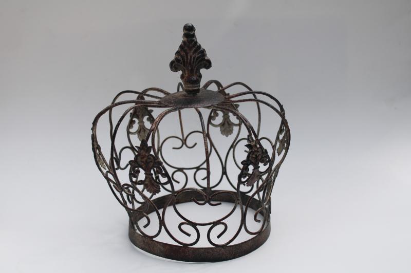 photo of shabby vintage French chic style distressed metal wire crown, large objet d'art #1