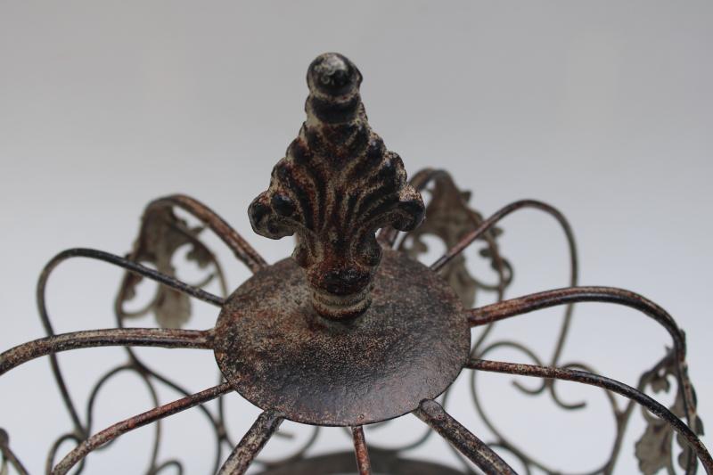 photo of shabby vintage French chic style distressed metal wire crown, large objet d'art #2