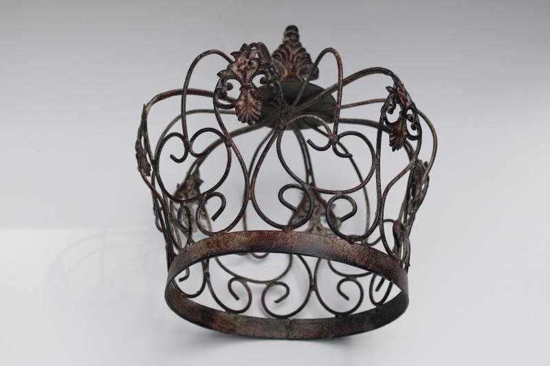 photo of shabby vintage French chic style distressed metal wire crown, large objet d'art #3