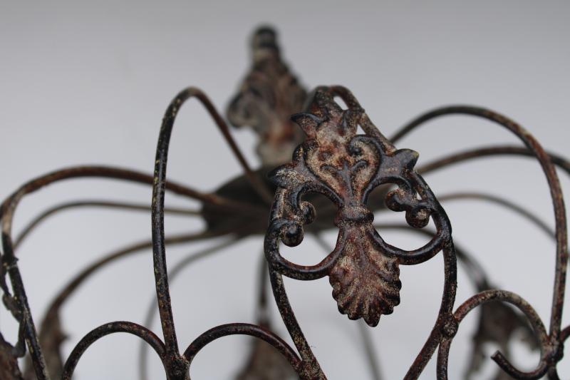 photo of shabby vintage French chic style distressed metal wire crown, large objet d'art #4