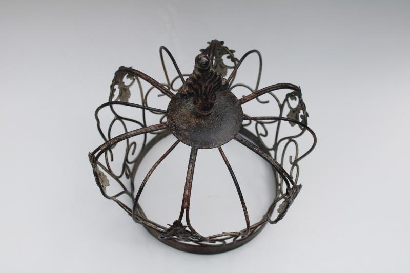 photo of shabby vintage French chic style distressed metal wire crown, large objet d'art #5