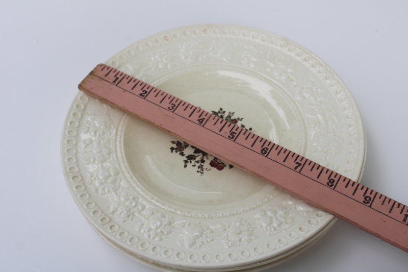 photo of shabby vintage Wedgwood china plates Tenbury floral on cream Wellesley embossed border  #9