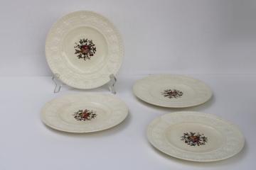 catalog photo of shabby vintage Wedgwood china plates Tenbury floral on cream Wellesley embossed border 