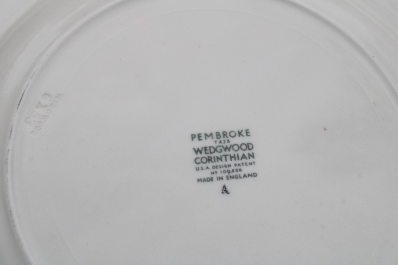 photo of shabby vintage Wedgwood dinner plates, Corinthian embossed cream china Pembroke wild strawberries floral  #5