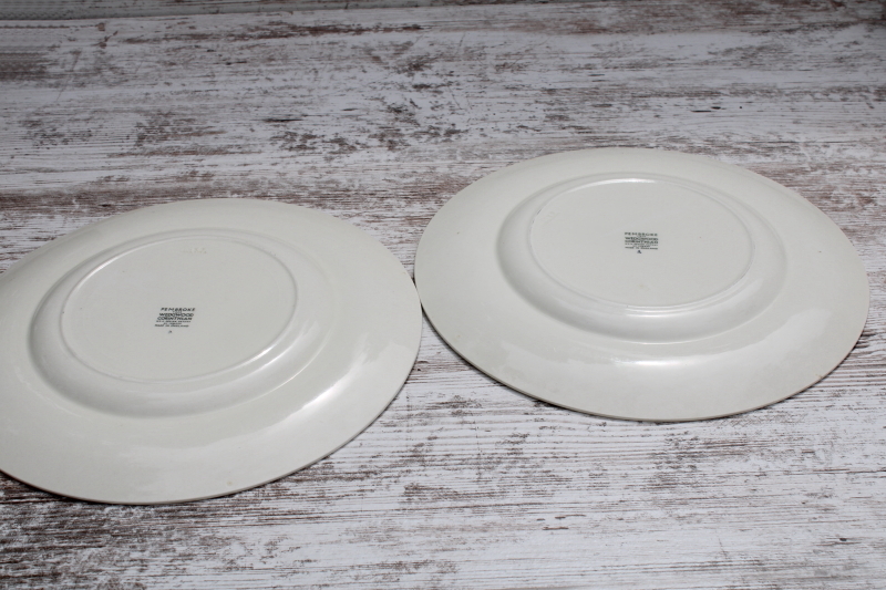 photo of shabby vintage Wedgwood dinner plates, Corinthian embossed cream china Pembroke wild strawberries floral  #6