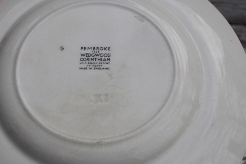 photo of shabby vintage Wedgwood salad or dessert plates, Corinthian embossed cream china Pembroke wild strawberries floral  #5
