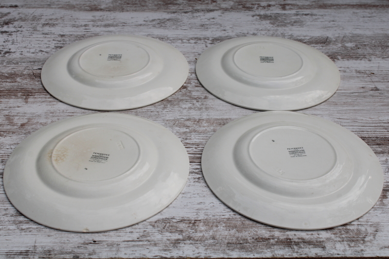 photo of shabby vintage Wedgwood salad or dessert plates, Corinthian embossed cream china Pembroke wild strawberries floral  #8