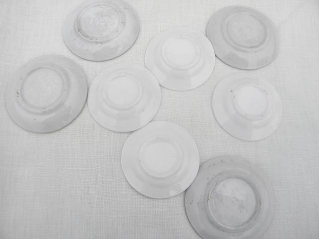 photo of shabby vintage china butter pat plates, antique ironstone and white porcelain #4