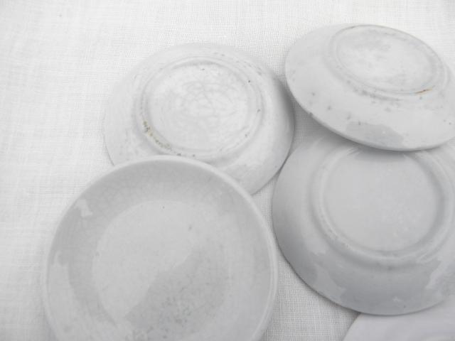 photo of shabby vintage china butter pat plates, antique ironstone and white porcelain #5