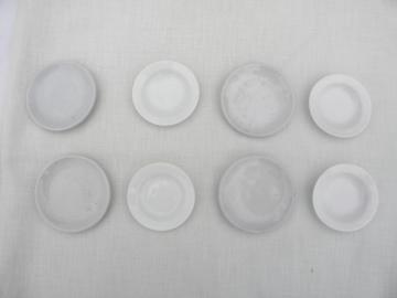 catalog photo of shabby vintage china butter pat plates, antique ironstone and white porcelain