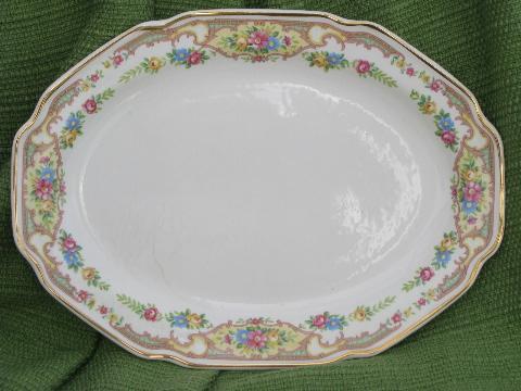 photo of shabby vintage china plates and platters, Mt. Clemens pottery Mildred floral #2