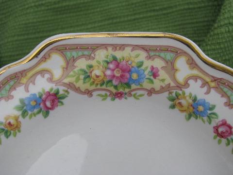 photo of shabby vintage china plates and platters, Mt. Clemens pottery Mildred floral #6