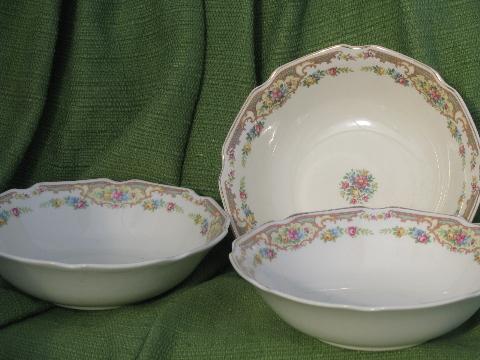 photo of shabby vintage china serving bowls, Mt. Clemens pottery Mildred floral #1