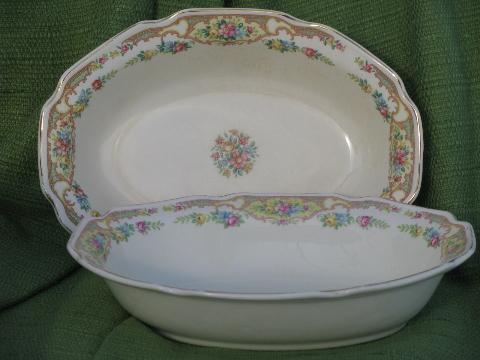 photo of shabby vintage china serving bowls, Mt. Clemens pottery Mildred floral #1