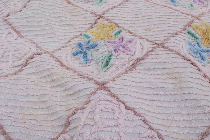 photo of shabby vintage cotton chenille bedspread for upcycle fabric, craft projects #3