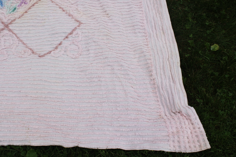 photo of shabby vintage cotton chenille bedspread for upcycle fabric, craft projects #4