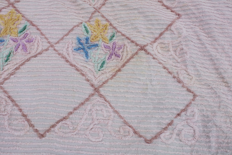 photo of shabby vintage cotton chenille bedspread for upcycle fabric, craft projects #5