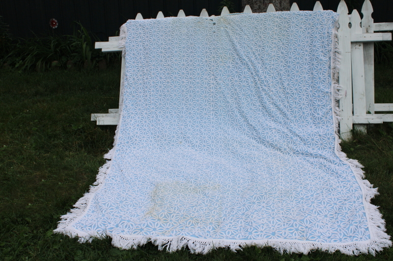 photo of shabby vintage cotton chenille bedspread for upcycle fabric, craft projects #8