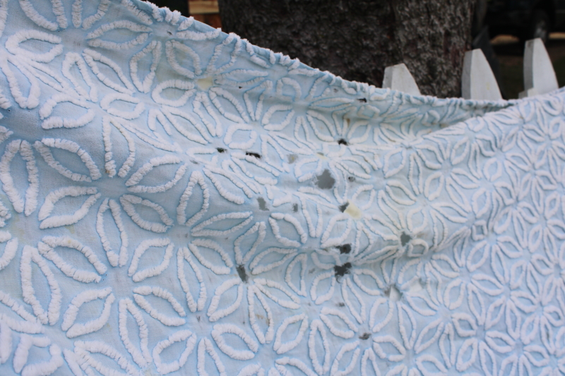 photo of shabby vintage cotton chenille bedspread for upcycle fabric, craft projects #3