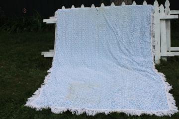 catalog photo of shabby vintage cotton chenille bedspread for upcycle fabric, craft projects