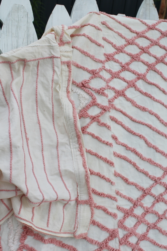 photo of shabby vintage cotton chenille bedspread for upcycle fabric, craft projects #6