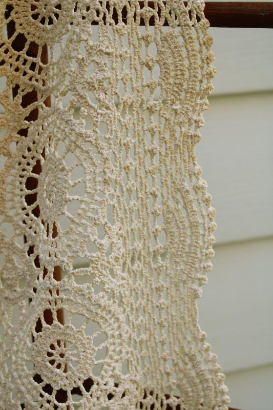 photo of shabby vintage crochet lace, square card table cloth very stained cutter lace fabric #4