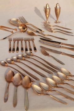 catalog photo of shabby vintage gold flatware, Dirilyte Regal silverware estate lot