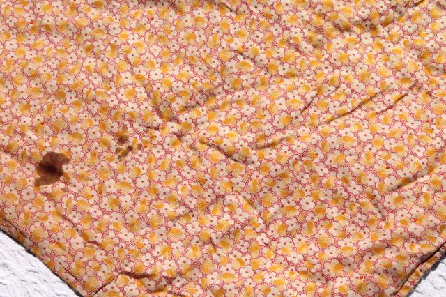photo of shabby vintage patchwork quilt, hand-tied comforter w/ colorful old fabric prints #4