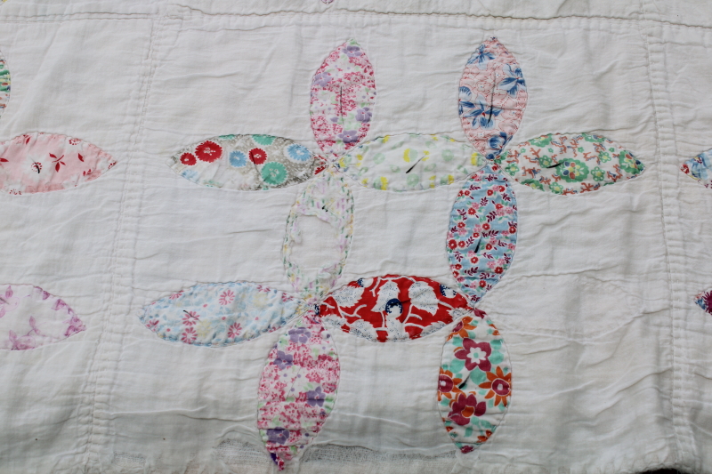 photo of shabby vintage quilt handmade depression era hand stitched quilted over an old blanket #6