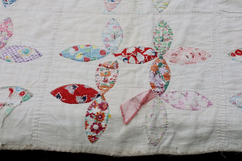 photo of shabby vintage quilt handmade depression era hand stitched quilted over an old blanket #7