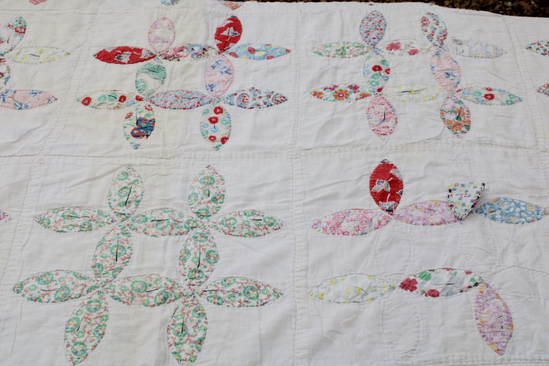 photo of shabby vintage quilt handmade depression era hand stitched quilted over an old blanket #9