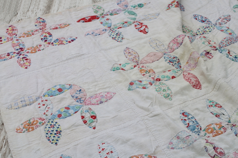 photo of shabby vintage quilt handmade depression era hand stitched quilted over an old blanket #10
