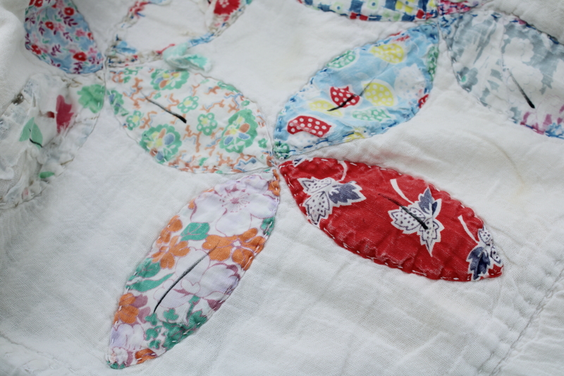 photo of shabby vintage quilt handmade depression era hand stitched quilted over an old blanket #13