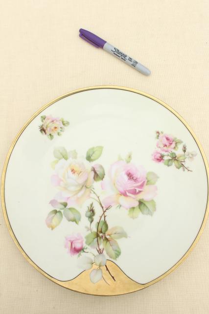 photo of shabby vintage roses china trays & serving plates, floral dishes for wedding, tea party #9