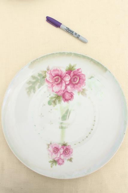 photo of shabby vintage roses china trays & serving plates, floral dishes for wedding, tea party #11