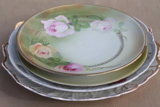 photo of shabby vintage roses china trays & serving plates, floral dishes for wedding, tea party #1