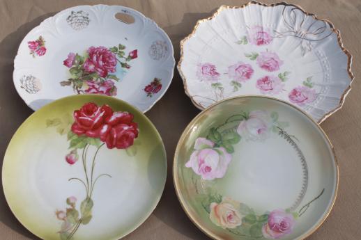 photo of shabby vintage roses china trays & serving plates, floral dishes for wedding, tea party #3