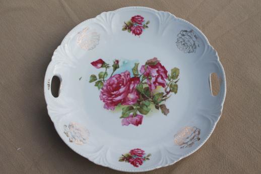 photo of shabby vintage roses china trays & serving plates, floral dishes for wedding, tea party #8